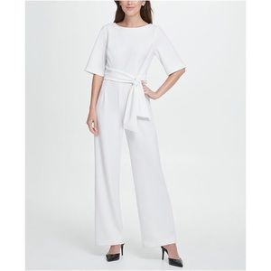 DKNY Short Sleeve Tie Waist Jumpsuit